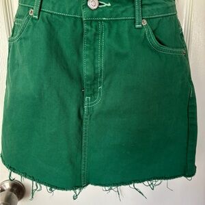 Topshop Moto Green Denim Mini Skirt size 4